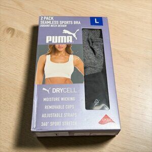 Puma Women's Seamless Sports Bra Grey/Black - 2 Pack, NWT - Large